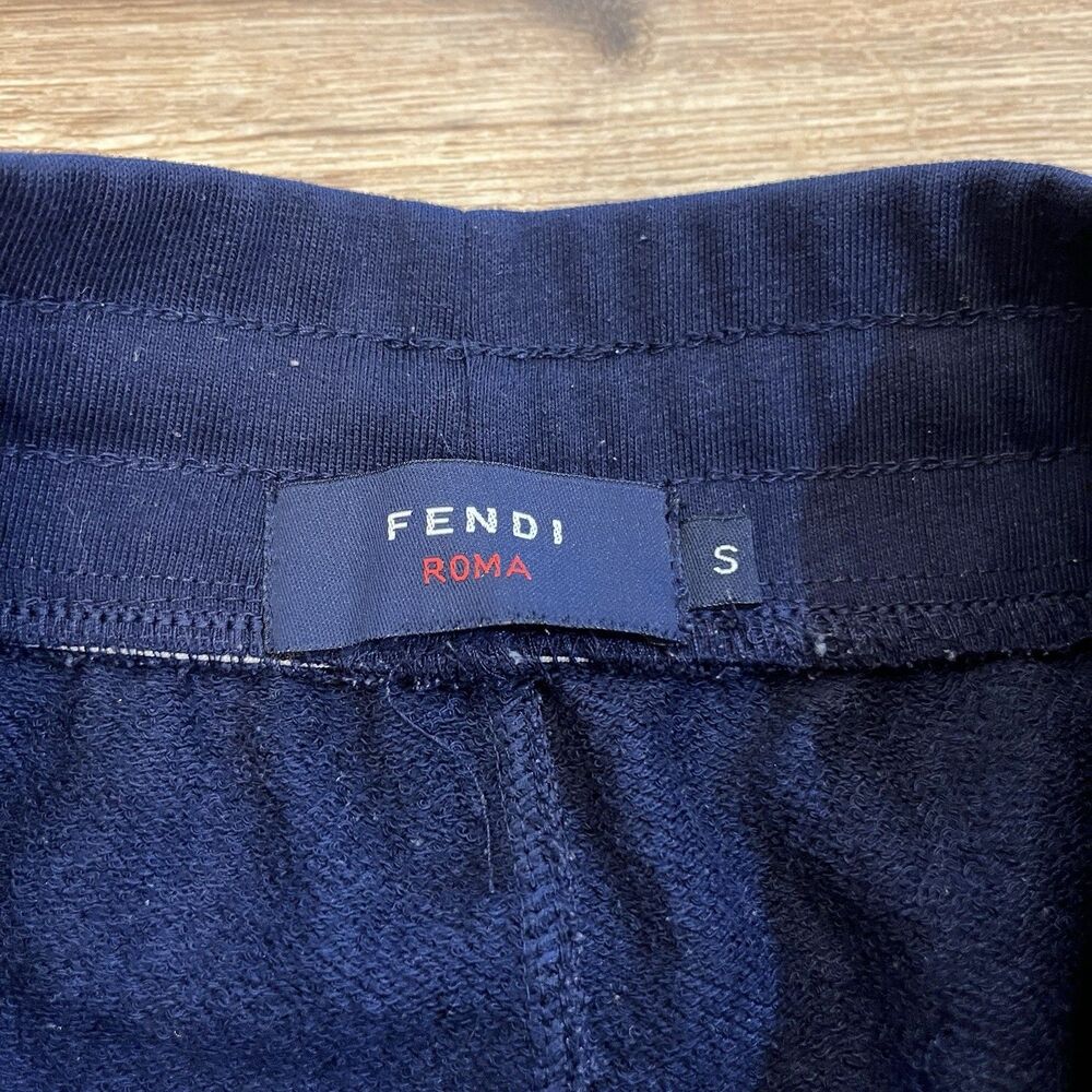 Fendi Roma Navy Blue Joggers Loung Sweatpants Monogram Logo Size S (28x29) - Picture 2 of 9